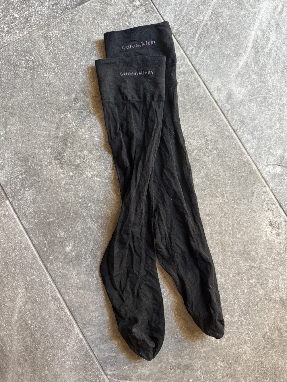 Calvin Klein Black Sheer Knee-High Hosiery with Logo Cuff